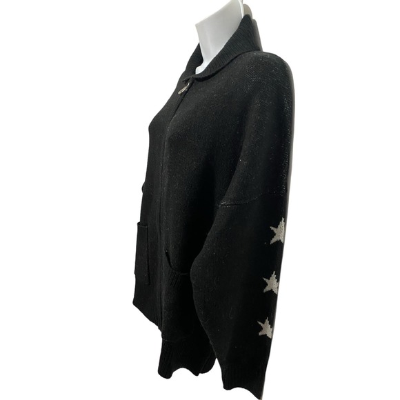 Spirit Jersey NWT Unisex Black Zip Up Cardigan Sweater Far Out Robot Oversized S - Picture 5 of 10